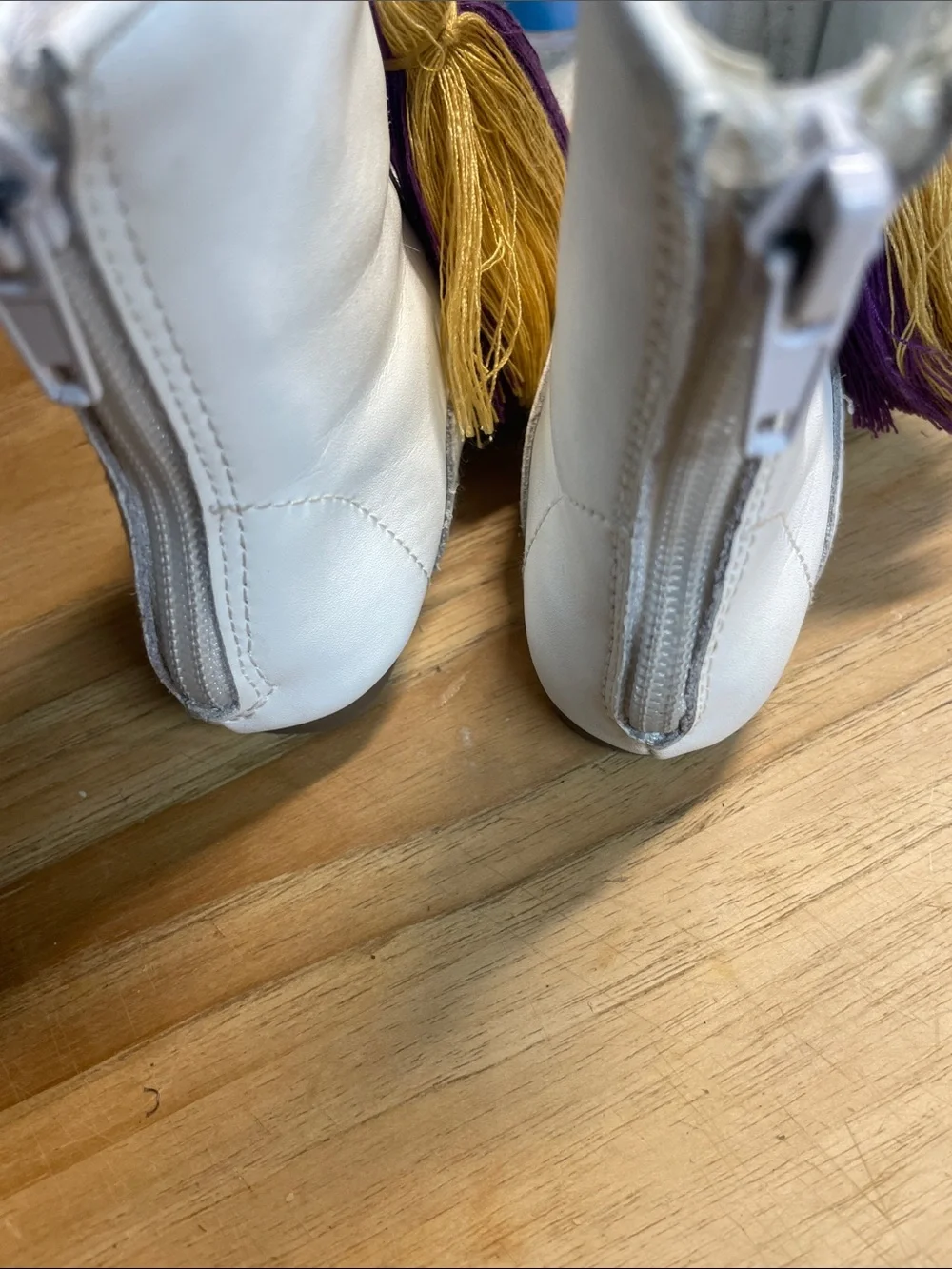 White toddler Mardi Gras Tassel Boots -